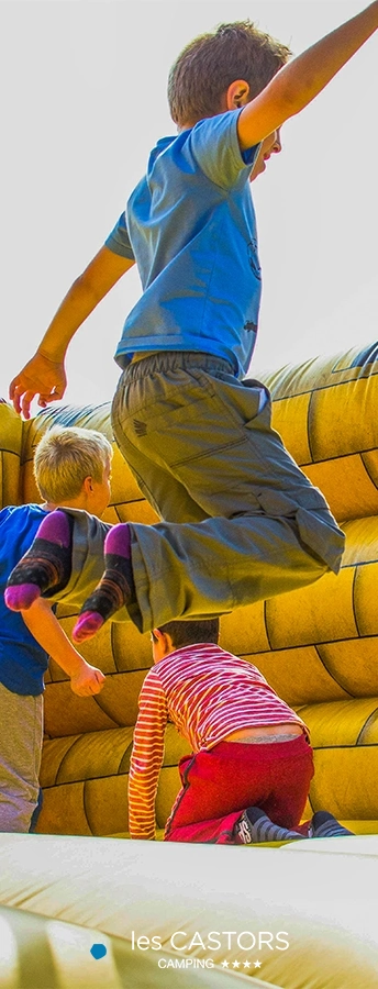 jumps slides bounces and giggles logo dots